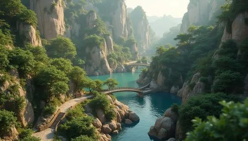 zhangjiajie,zhangjiagang,yangtze,river landscape,shaoming,zhangjiakou,dragon bridge,yangshao,scenic bridge,vietnam,huanghua,fantasy landscape,kashyyyk,cave on the water,adventure bridge,tianchi,uzak,canyon,futuristic landscape,lianjiang,Photography,General,Realistic