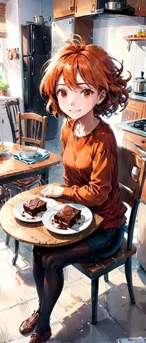 asuka langley soryu,woman at cafe,cinnamon girl,chara,girl in the kitchen,tearoom,waitress,coffee background,honmei choco,cafe,coffee shop,pizzeria,watercolor cafe,bistro,paris cafe,bakery,takoyaki,pastry shop,tiramisu,the coffee shop,Anime,Anime,Realistic