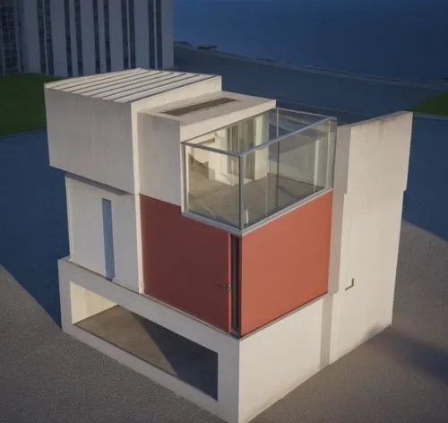 this is an odd looking building in the air,lifeguard tower,cubic house,the observation deck,observation tower,observation deck,malaparte,Photography,General,Realistic