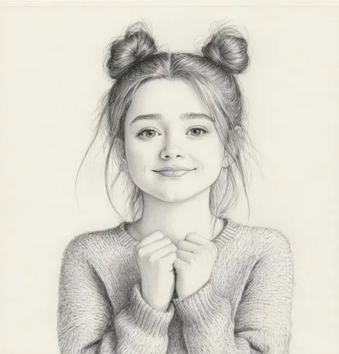 女生，黑白，素描，白色毛衣,pencil portrait of girl with pigtails by studio art,girl drawing,girl portrait,graphite,pencil drawing,pencil,pencil art,Illustration,Black and White,Black and White 13