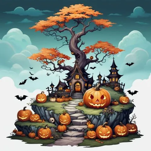 halloween background,halloween border,halloween illustration,halloween scene,halloween wallpaper,halloweenchallenge,Illustration,Abstract Fantasy,Abstract Fantasy 11