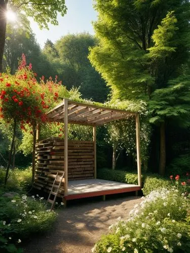 pergola,garden shed,garden bench,summer house,summerhouse,nature garden,Conceptual Art,Fantasy,Fantasy 11