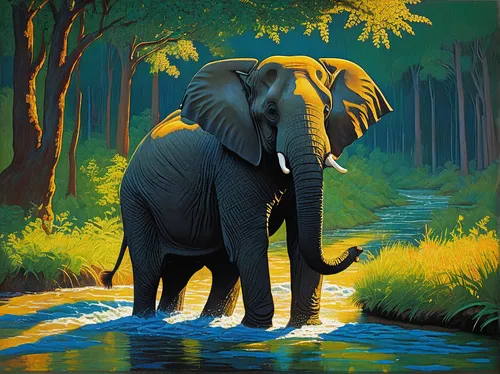 african elephant,african bush elephant,african elephants,asian elephant,elephant,elephants,oil painting on canvas,indian elephant,pachyderm,blue elephant,elephantine,mahout,elephant's child,cartoon elephants,oil painting,water hole,watering hole,elephant camp,circus elephant,botswana,Art,Classical Oil Painting,Classical Oil Painting 30