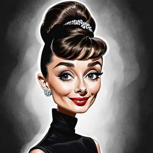 audrey hepburn,hepburn,audrey hepburn-hollywood,audrey,retro 1950's clip art,caricatures,Illustration,Abstract Fantasy,Abstract Fantasy 23