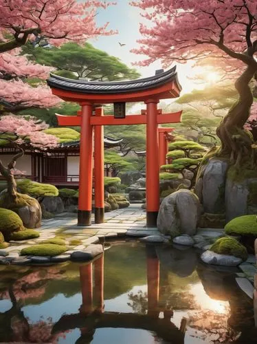 japanese sakura background,japanese shrine,japanese floral background,japanese garden,sakura background,japan garden,japanese background,japan landscape,japon,japanese art,landscape background,beautiful japan,torii,japanese garden ornament,kyoto,heian,asian architecture,world digital painting,the japanese tree,japan,Conceptual Art,Sci-Fi,Sci-Fi 24