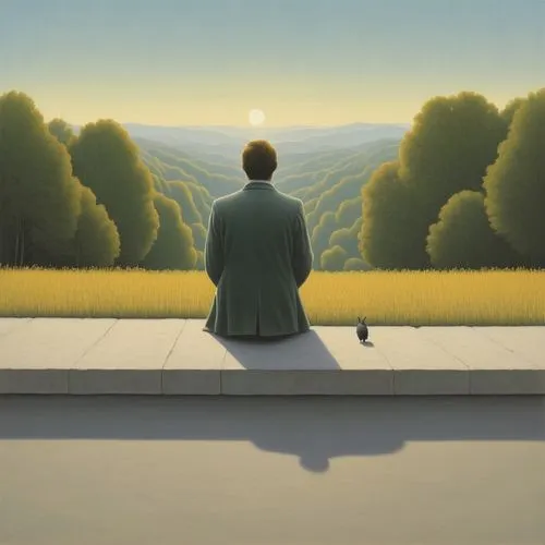 magritte,vettriano,botero,overlook,friedrich,sedlacek,morning illusion,rousseau,spectator,the horizon,grant wood,tatsuro,zazen,woman thinking,hosseinpour,dubbeldam,escapism,existentialism,thinking man,jasinski,Art,Artistic Painting,Artistic Painting 48