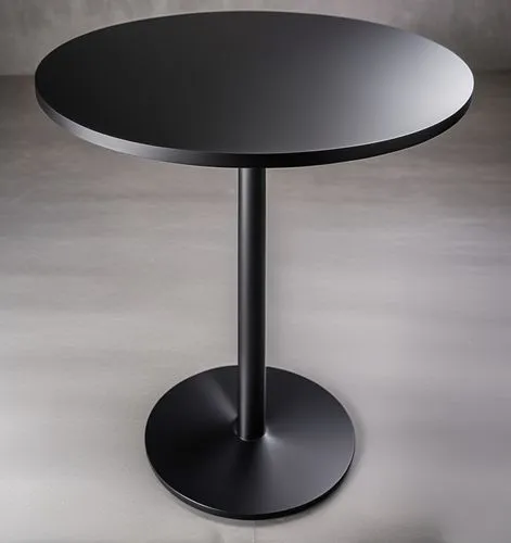 mesa com base em alumínio pintado de preto fosco, manter a forma do pé , com tampo de pedra preta fosca. Em fundo branco,black table,table,turn-table,set table,small table,table and chair,conference r