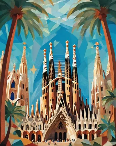 sagrada familia,gaudi,sagrada,barcelona,bcn,eixample,gaudi park,barcellona,duomo,valencia,spires,sevilla,palma,palma de mallorca,seville,cathedral,celona,barcelone,travel poster,stephansdom,Unique,Paper Cuts,Paper Cuts 07