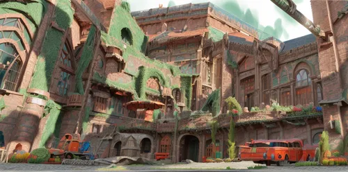 concept art,ancient city,shanghai disney,ruins,radiator springs racers,ruin,industrial ruin,bastion,castle iron market,riad,fantasy city,development concept,ancient buildings,karnak,gaudí,tokyo disneysea,marketplace,street canyon,hanging houses,atlantis