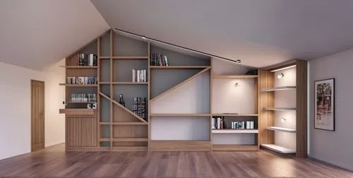 walk-in closet,bookcase,bookshelves,shelving,hallway space,bookshelf,shared apartment,room divider,storage cabinet,loft,sky apartment,shelves,one-room,an apartment,modern room,search interior solutions,cabinetry,interior modern design,outside staircase,wooden stairs,Photography,General,Realistic
