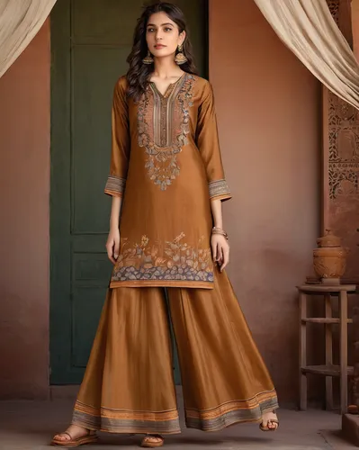 brown fabric,raw silk,women clothes,women's clothing,gold-pink earthy colors,ethnic design,ladies clothes,shop online,online shop,diwali,sari,bollywood,bridal clothing,women fashion,one-piece garment,ethnic,abaya,country dress,evening dress,online store,Illustration,Retro,Retro 19