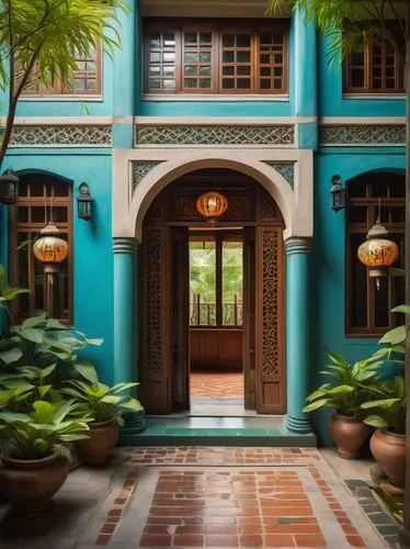 peranakan,peranakans,blue doors,hacienda,chucun,entryway,courtyards,house entrance,garden door,entryways,courtyard,patios,inside courtyard,amanresorts,haveli,doorways,riad,javanese traditional house,front door,las olas suites,Art,Classical Oil Painting,Classical Oil Painting 41