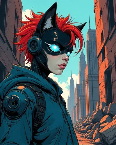 celldweller,batwoman,transistor,catwoman,alleycat,motoko,Illustration,American Style,American Style 04