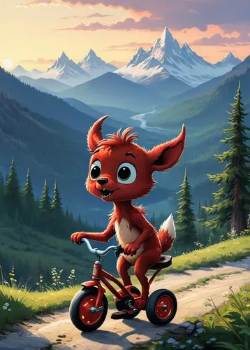 lammy,scooter riding,trikke,scooter,scrat,tricycle,Illustration,Children,Children 02