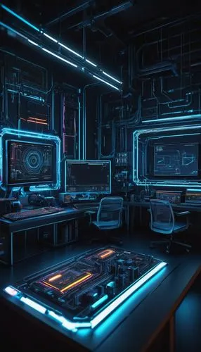 computer room,spaceship interior,ufo interior,cyberscene,synth,arktika,tron,computer workstation,cyberpunk,computerized,cyberia,laboratory,scifi,cyberview,neon coffee,the server room,nostromo,80's design,neon,cybertown,Conceptual Art,Oil color,Oil Color 02