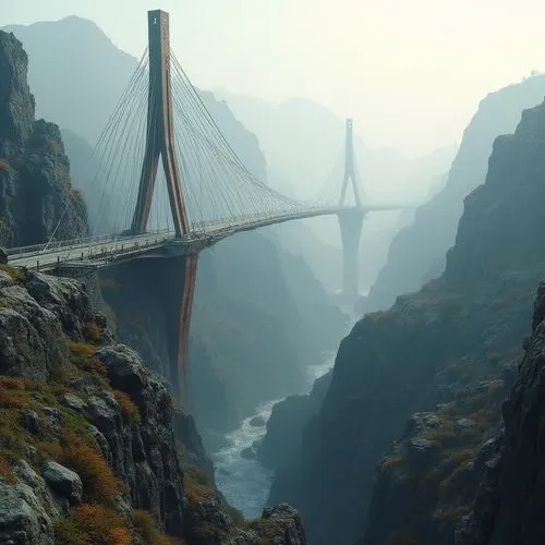 dragon bridge,scenic bridge,cable-stayed bridge,adventure bridge,bridge,golden bridge,verzasca,bridges,skybridge,suspension bridge,bridged,highway bridge,hanging bridge,hangman's bridge,viaducto,yangtze,oxenbridge,millau,futuristic landscape,angel bridge,Photography,General,Realistic