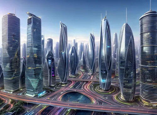 futuristic architecture,smart city,futuristic landscape,urbanization,city cities,urban development,city buildings,fantasy city,dubai,doha,business district,cities,tall buildings,city skyline,city scape,sky city,city blocks,urban towers,prospects for the future,skyscraper town