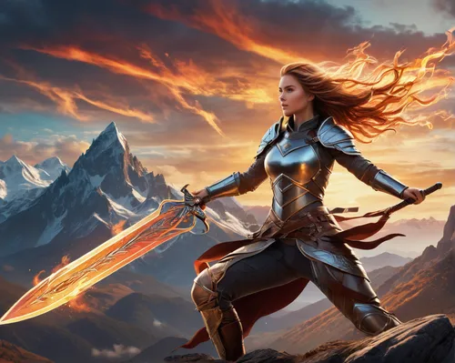 heroic fantasy,female warrior,massively multiplayer online role-playing game,joan of arc,fantasy picture,fantasy art,warrior woman,wind warrior,paladin,swordswoman,fantasy warrior,games of light,fantasy woman,cg artwork,fantasy portrait,collectible card game,bow and arrows,sterntaler,game art,full hd wallpaper,Unique,Design,Logo Design