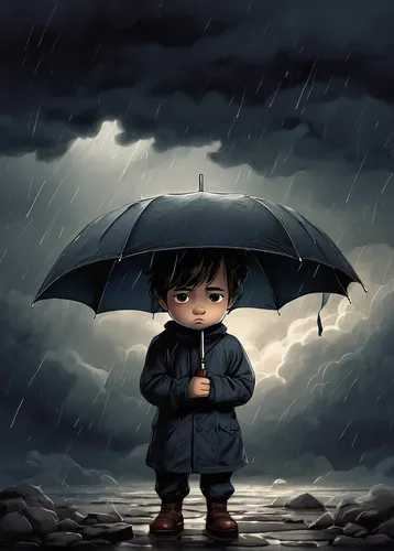 little girl with umbrella,man with umbrella,raindops,lonely child,rain,raining,walking in the rain,heavy rain,rainy season,brolly,umbrella,in the rain,rainy weather,bad weather,unhappy child,asian umbrella,rainy day,child crying,monsoon,rainy,Illustration,Retro,Retro 22