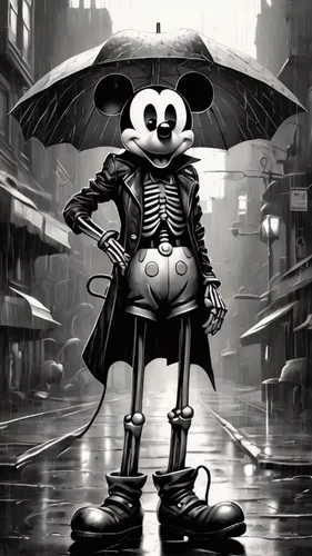 raincoat,walking in the rain,mickey,mickey mouse,rainy day,mickey mause,man with umbrella,disney baymax,in the rain,rainy,raindops,micky mouse,rainy weather,heavy rain,baymax,rain,rain suit,umbrella,rain protection,cyberpunk,Illustration,Black and White,Black and White 12