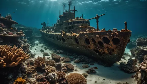 sunken ship,ship wreck,the wreck of the ship,shipwreck,sunken boat,ocean underwater,sunken church,abandoned boat,shipwreck beach,boat wreck,the wreck,underwater playground,underwater world,the bottom of the sea,underwater landscape,underwater diving,under water,submersible,under the water,undersea,Photography,General,Cinematic