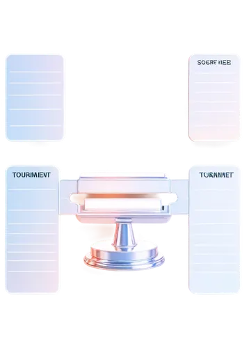 Tournament bracket, white background, modern design, clean lines, bold fonts, colorful tabs, round corner rectangles, shiny metallic accents, 3D effects, top-down view, soft shadows, subtle gradient, 