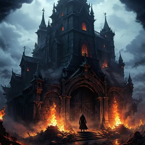 haunted cathedral,castlevania,halloween background,haunted castle,witch's house,ravenloft,Conceptual Art,Fantasy,Fantasy 03