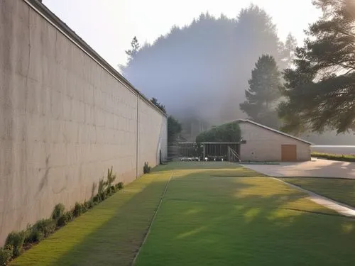 military cemetery,emission fog,australian cemetery,morning mist,mortuary temple,ground fog,north american fog,k13 submarine memorial park,war graves,klaus rinke's time field,inside courtyard,longues-s