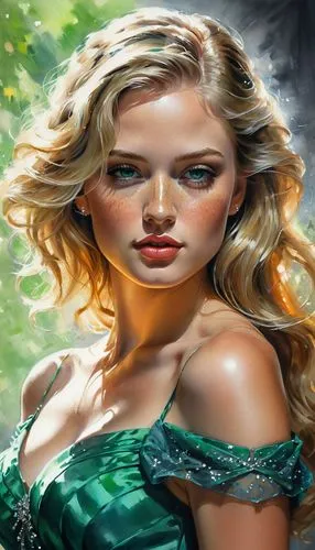 celtic woman,fantasy portrait,fantasy art,world digital painting,fantasy woman,fantasy picture,celtic queen,faery,faerie,the blonde in the river,blonde woman,green background,jessamine,portrait background,romantic portrait,greensleeves,digital painting,mystical portrait of a girl,fairy tale character,irishwoman,Conceptual Art,Oil color,Oil Color 03