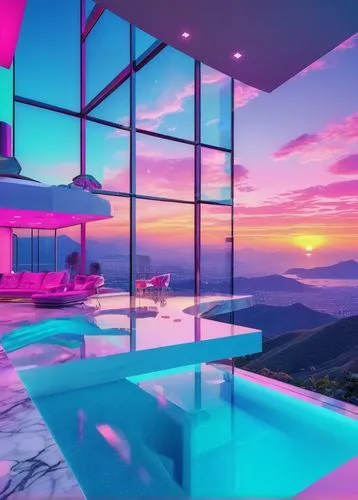 infinity swimming pool,roof top pool,luxury bathroom,dreamhouse,glass wall,pool house,luxury property,luxury,luxurious,beautiful home,sky apartment,luxe,swimming pool,penthouses,futuristic landscape,colorful glass,ocean view,luxury home,paradis,splendid colors,Conceptual Art,Sci-Fi,Sci-Fi 28