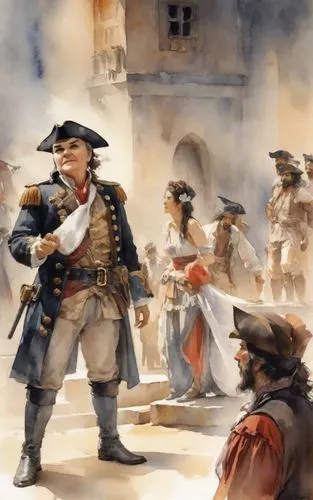 arquebusiers,hessians,musketry,jamestown,carlists,redcoats,privateers,brigantines,reenactors,napoleonic,haytham,norrington,swashbucklers,colonials,alatriste,wargamers,janissaries,piracies,brigantes,enactments,Digital Art,Watercolor