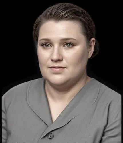 a woman in a gray shirt and black background,nabiullina,savchenko,geraschenko,biryukova,kirienko,tymoshenko,Common,Common,Natural