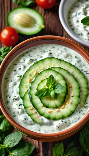 tzatziki,vichyssoise,herb quark,raita,sauce gribiche,blue cheese dressing,soup green,soup greens,boursin cheese,rajas con crema,creamed spinach,ranch dressing,ekmek kadayıfı,avgolemono,ezogelin soup,leek soup,green sauce,green salad,potage,green curry,Photography,General,Realistic