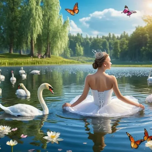 swan lake,white swan,cisne,swan on the lake,swanning,swan,fantasy picture,nature background,white water lilies,constellation swan,riverdance,swansong,nature wallpaper,swan family,photo manipulation,eurythmy,swan pair,landscape background,swan chick,photoshop manipulation,Photography,General,Realistic