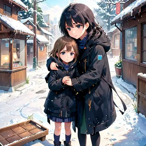 in the snow,kumiko,winter background,snow scene,first snow,snow rain,Anime,Anime,Realistic