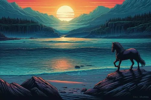 mountain sunrise,deer illustration,whitehorse,howling wolf,yukon territory,antelope,equine,alpine sunset,altiplano,world digital painting,goat mountain,wild horses,unicorn art,moose,mountain landscape,west canada,elk,alaska,boreal,rehe,Illustration,Realistic Fantasy,Realistic Fantasy 25