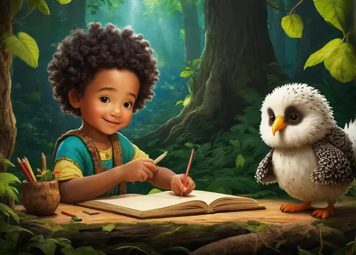 kids illustration,reading owl,child with a book,little girl reading,children's background,ornithology,bird illustration,book illustration,bird painting,boobook owl,owl nature,forest animals,illustrator,bird bird kingdom,game illustration,sci fiction illustration,couple boy and girl owl,woodland animals,flower and bird illustration,children learning,Art,Classical Oil Painting,Classical Oil Painting 26