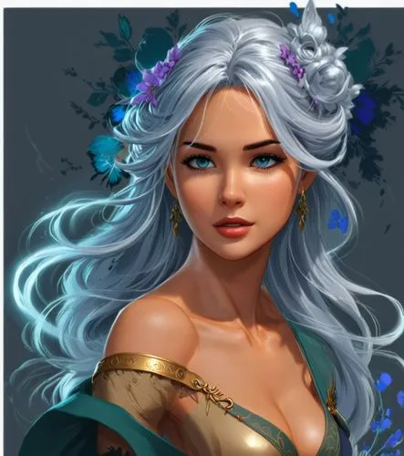 elven flower,elsa,fantasy portrait,blue enchantress,jasmine blossom,flora,vanessa (butterfly),custom portrait,winterblueher,white rose snow queen,flower fairy,mermaid vectors,medusa,faerie,artemisia,fantasy woman,white lilac,moonflower,blue hydrangea,golden lilac,Unique,Design,Character Design