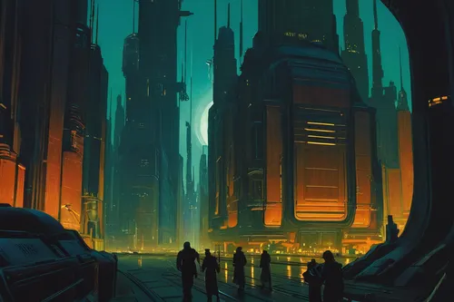 futuristic landscape,sci fiction illustration,ancient city,sci fi,pillars,transistor,metropolis,sci-fi,sci - fi,scifi,dystopian,fantasy city,cityscape,concept art,hall of the fallen,space port,dystopia,vast,monolith,colony,Art,Classical Oil Painting,Classical Oil Painting 14