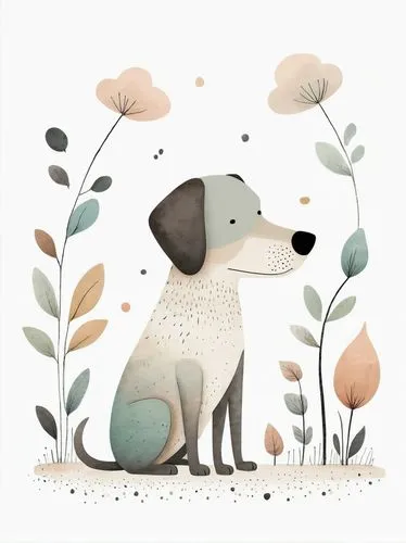 dog illustration,deer illustration,whimsical animals,woodland animals,tapir,forest animal,canidae,forest animals,birch tree illustration,animal shapes,scent hound,anteater,fall animals,anthropomorphized animals,eucalyptus,hedgehog,gray animal,kids illustration,fauna,watercolor dog,Art,Artistic Painting,Artistic Painting 49