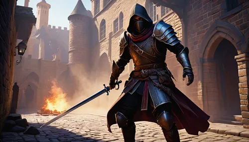 fantasy character, Baldur's Gate 3 inspired, rogue class, tactical retreat, disengaging from combat, leather armor, dual daggers, dynamic action pose, rolling away, avoiding enemy attack, medieval cob