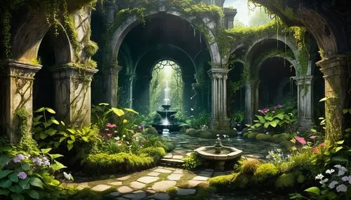 elven forest,fantasy landscape,hall of the fallen,fairy forest,fairy village,enchanted forest,garden of eden,dandelion hall,fantasy picture,fairy world,mausoleum ruins,druid grove,fantasy art,green garden,sanctuary,fairy house,secret garden of venus,wishing well,holy forest,mushroom landscape,Unique,Design,Infographics