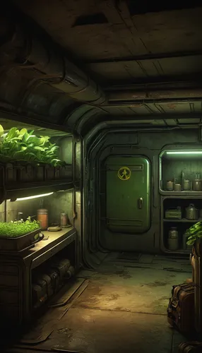 fallout shelter,greengrocer,juice plant,apothecary,ufo interior,greenhouse,sci fi surgery room,flower shop,trollius download,dandelion hall,background ivy,research station,plants growing,mining facility,potted plants,basement,tunnel of plants,bunker,apiarium,garden shed,Art,Artistic Painting,Artistic Painting 36