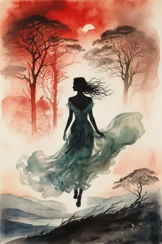 little girl in wind,wuthering,watercolor background,sylphide,woman walking,lughnasa,sylphides,watercolor painting,eurydice,schierholtz,girl in a long dress,woman silhouette,cosmos wind,rasputina,watercolor,watercolour,windsong,flying girl,iseult,schierke,Photography,Artistic Photography,Artistic Photography 07