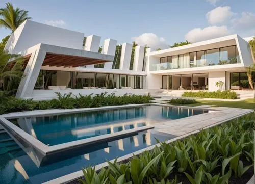 modern house,luxury property,holiday villa,mayakoba,modern architecture,tropical house,Photography,General,Realistic