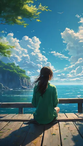 landscape background,emerald sea,world digital painting,atmosphere,windows wallpaper,oceanview,background design,hoshihananomia,the horizon,summer evening,seaside view,daydreaming,dream world,quietude,creative background,arrietty,summer day,cliffside,idyll,full hd wallpaper,Photography,General,Fantasy