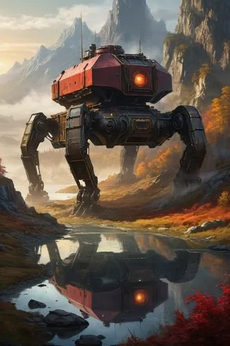 mechwarrior,speeder,battletech,mecha,mech,dropship,ironhide,cliffjumper,hawken,runabout,tankor,atv,mechtild,forerunner,sci fiction illustration,mining excavator,mechanized,antauro,futuristic landscape,robnik,Photography,General,Natural