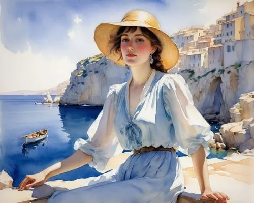 margetts,heighton,palizzi,margetson,italian painter,whitmore,azzurro,catalfamo,dussel,azzurra,capri,mediterranee,ippolito,italienne,art deco woman,martindell,watercolorist,sorescu,follieri,schorpen,Illustration,Paper based,Paper Based 23