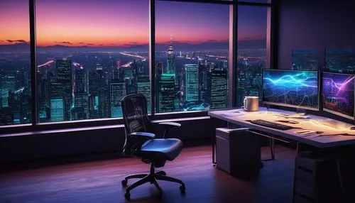 computer room,computer workstation,modern office,desk,working space,blur office background,office desk,study room,cyberpunk,computable,monitor wall,the server room,cubicle,creative office,desktop,cyberview,computerized,cyberscene,workstations,apple desk,Illustration,Japanese style,Japanese Style 12