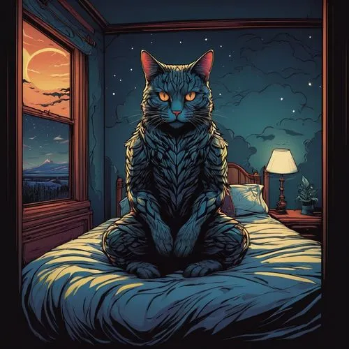 cat on a blue background,bulgakov,cat vector,felino,bluestar,cat in bed,jayfeather,vector illustration,salem,gato,bluesier,blue pillow,the cat,sematary,oscura,mogwai,suara,cat,ratri,cat frame,Illustration,Realistic Fantasy,Realistic Fantasy 25